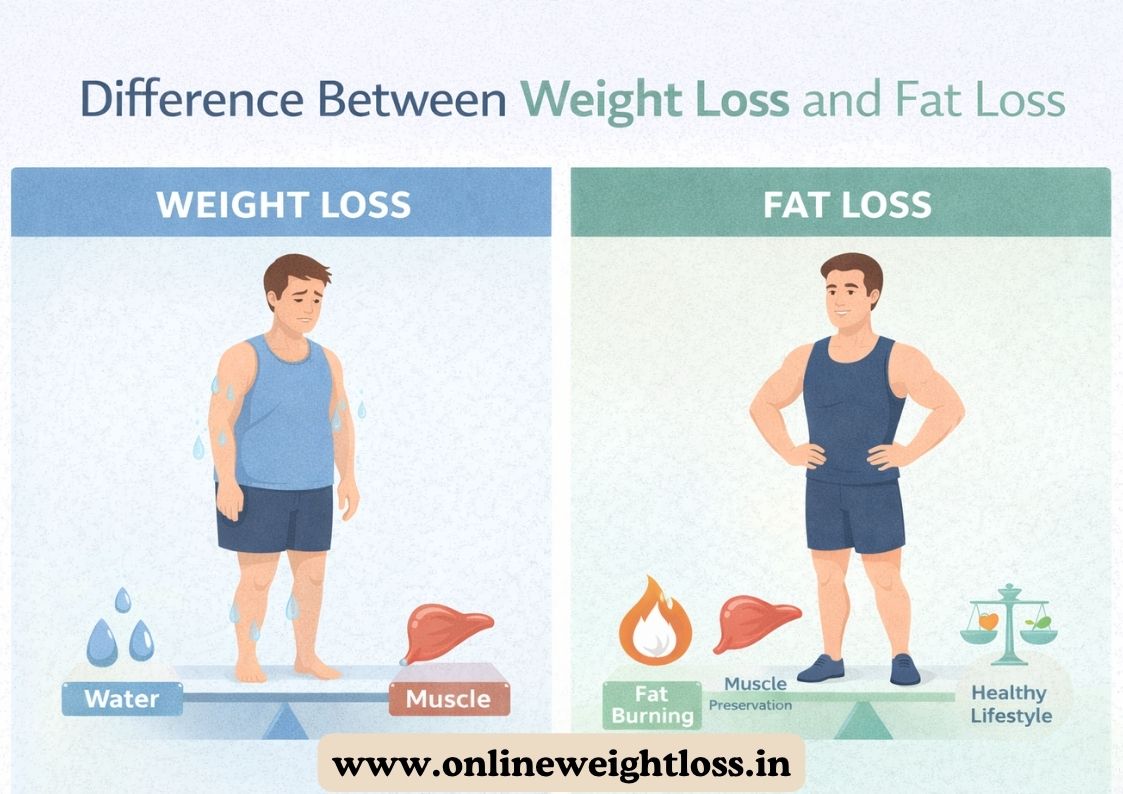 difference between weight loss and fat loss comparison infographic
